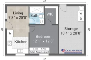 Corona 446 Sf Attached Garage Conversion 1 Br 1 Bth 01