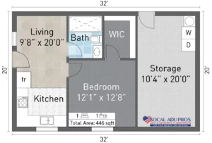Corona 446 Sf Attached Garage Conversion 1 Br 1 Bth 01
