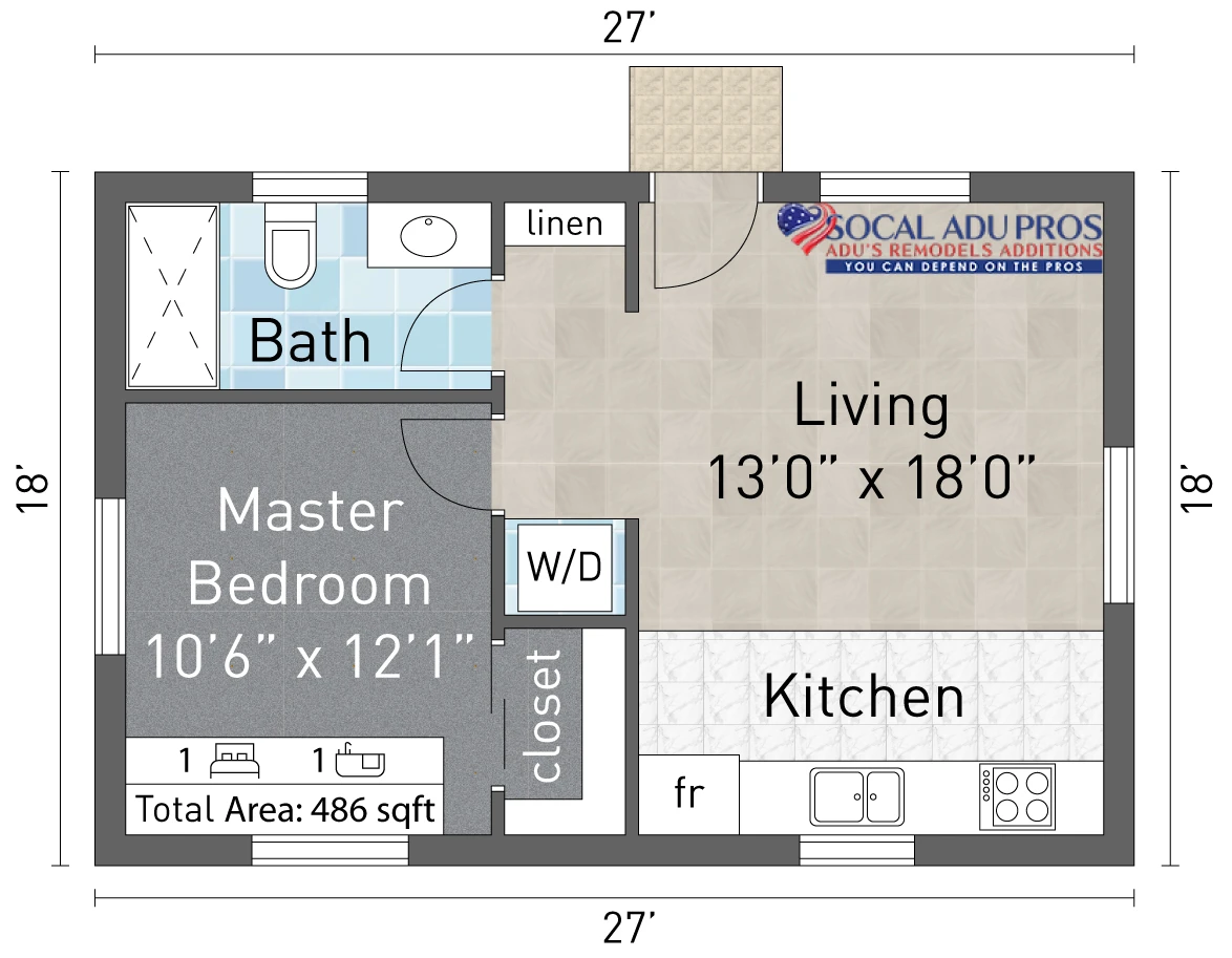 Corona 486 Sf Detached Adu 1 Br 1 Bth 01