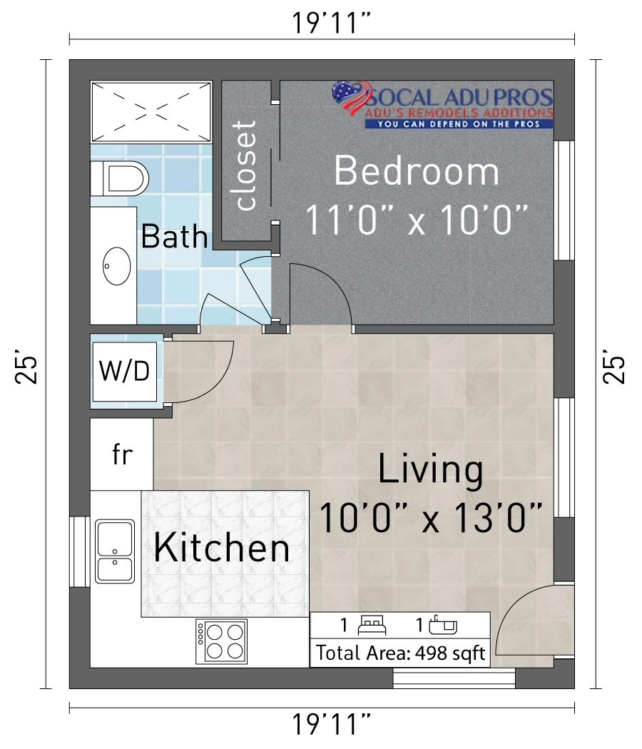 Los Angeles 498 Sf Detached Adu 1 Br 1 Bth 01