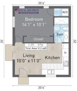 Los Angeles 512 Sf Detached Garage Conversion 1 Br 1 Bth 01