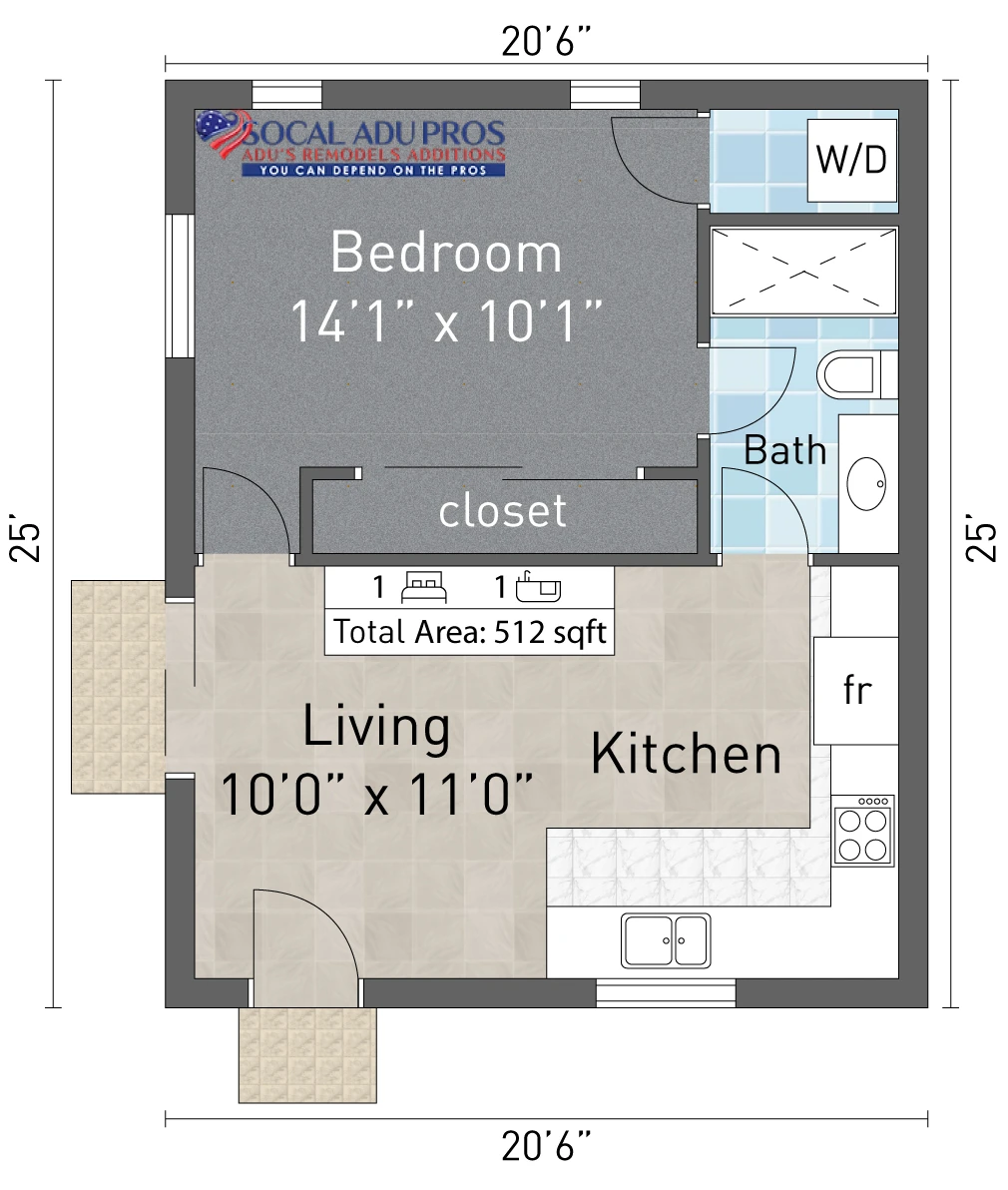 Los Angeles 512 Sf Detached Garage Conversion 1 Br 1 Bth 01