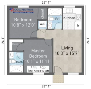 Los Angeles 649 Sf Detached Adu 2 Br 2 Bth 01