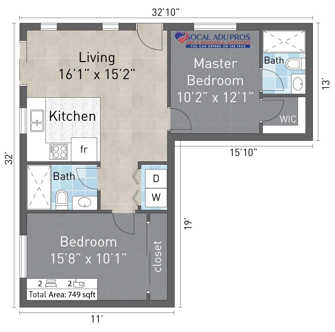 Oceanside 749 Sf Detached Adu 2 Br 2 Bth 01