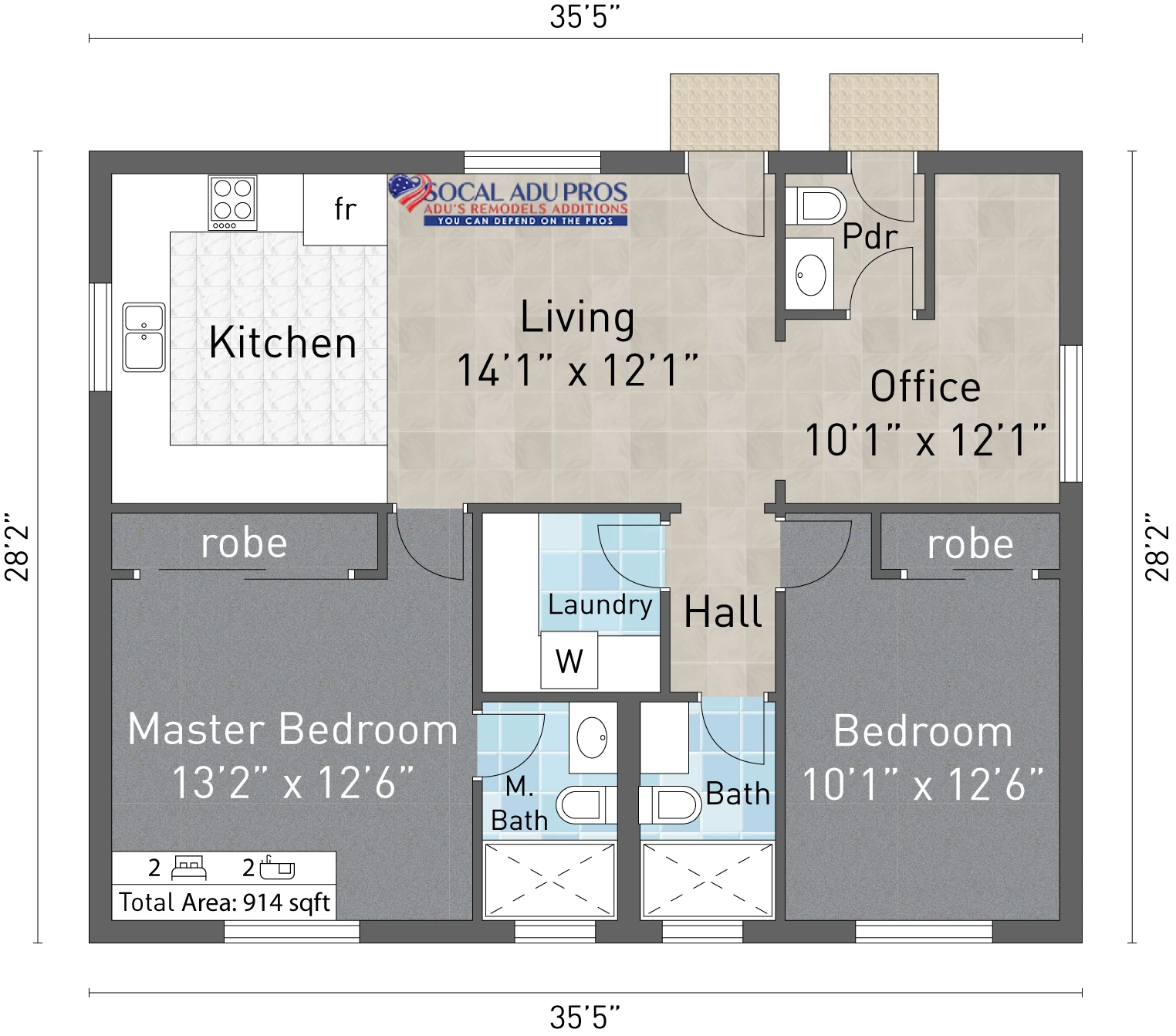 Riverside 1000 Sf Detached Adu 2 Br W Office 01
