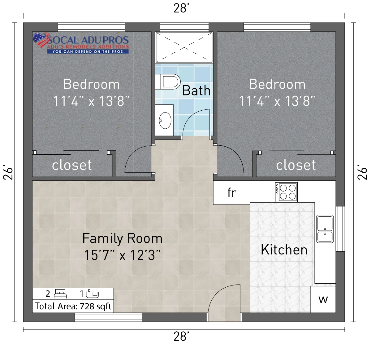 Rouge Ln 728 Sf Attached Adu 2 Br 1 Bth 01