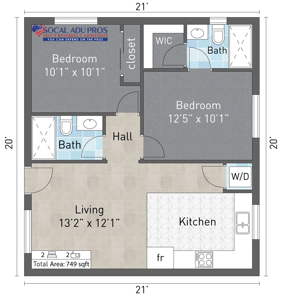 San Diego 749 Sf Detached Adu 2 Br 2 Bth 01