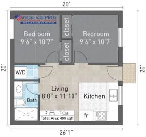 Vista 499 Sf Garage Conversion 2 Br 1 Bth 01